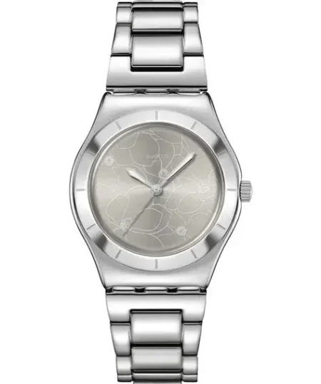 Swatch women's silver stainless steel watch with silver dial