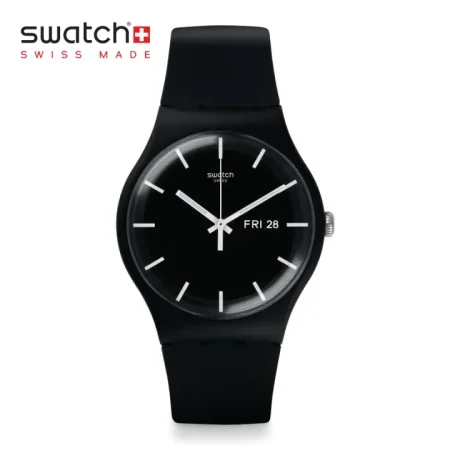 Swatch Twice Again Black Rubber White Dial For Men