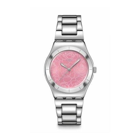 Swatch Women's Silver Silver Stainless Steel Watch with Pink Dial