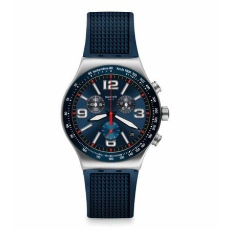 Swatch Great Outdoor Chronograph Navy Blue Rubber Watch with Navy Blue Dial for Men